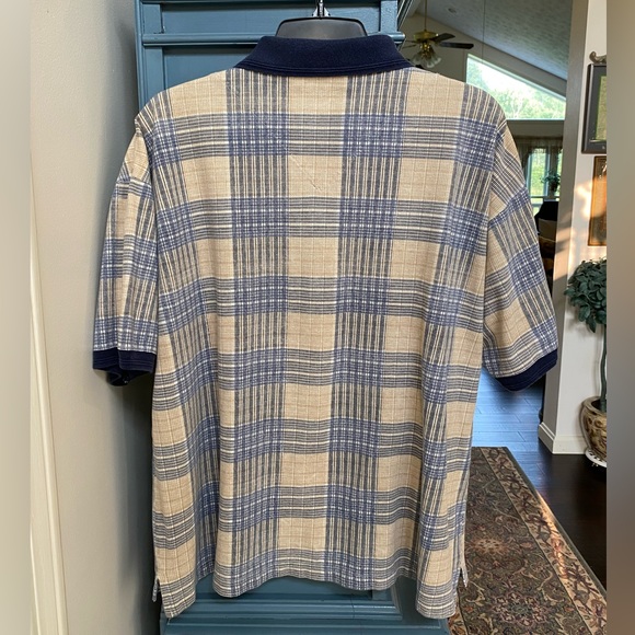 Vintage BOGARI STUDIO/Designed in Italy—Blue & Tan Polo Size L - Picture 7 of 8